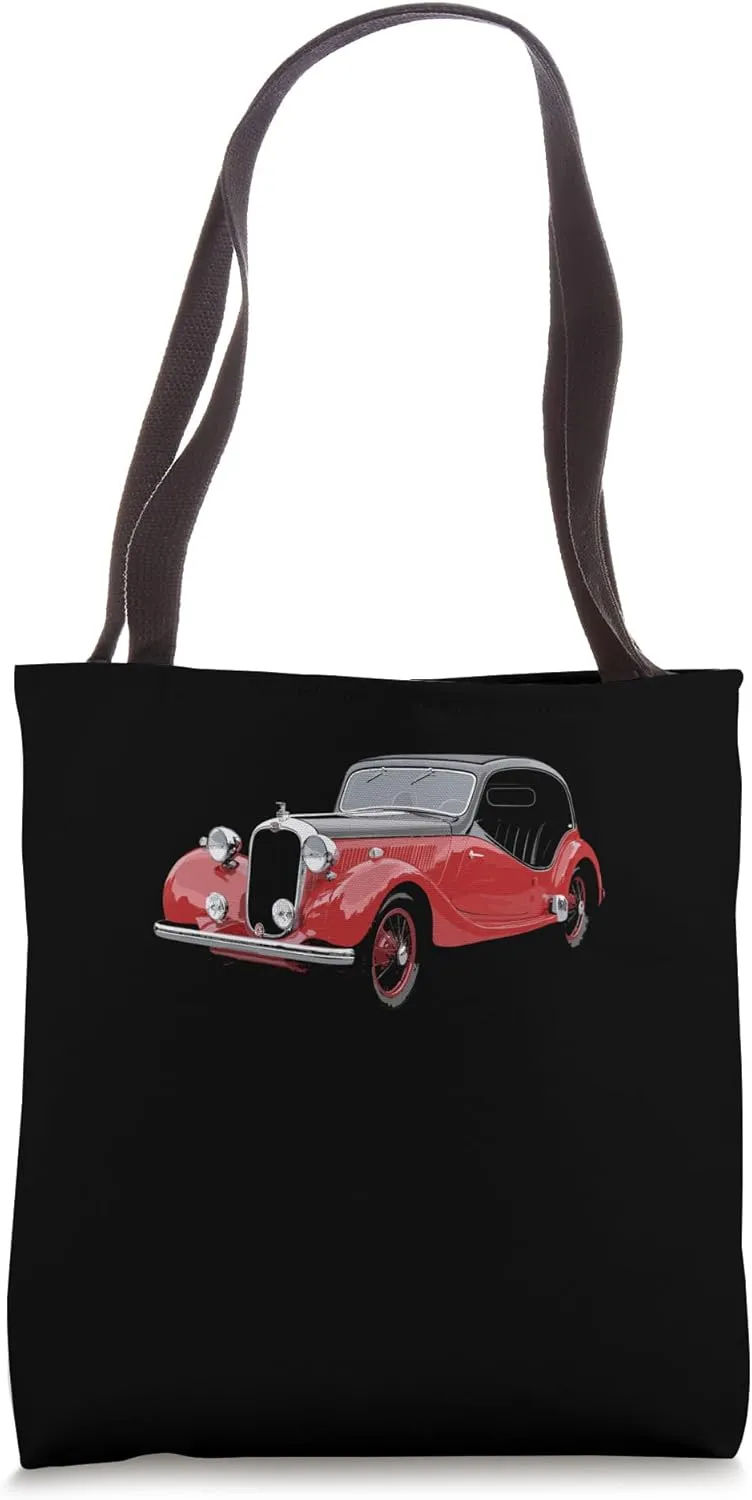 Retro Muscle Car with City Skyline Art Tote Bag