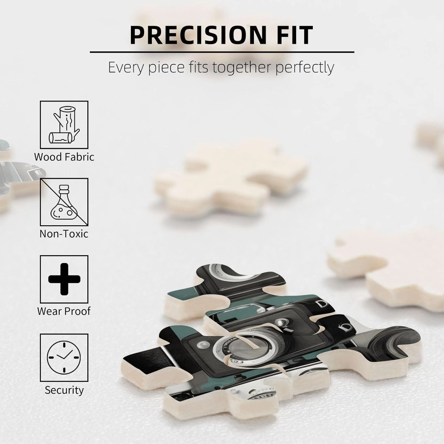 Retro Cool Camera Collection1 Puzzles 1000 Pieces Personalized Jigsaw Puzzles for Adults Personalized Picture with Storage Bag Puzzle Wooden Photos Puzzle for Family Home Decor (19.7" x 29.5")