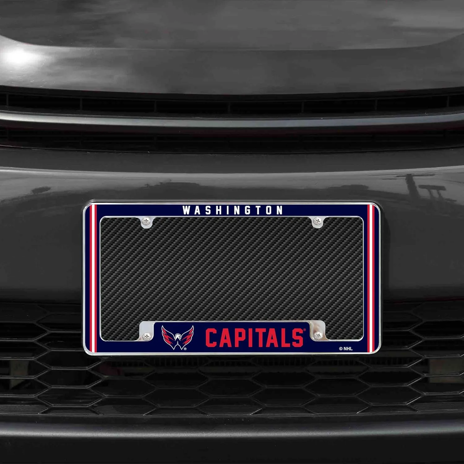 Rico Industries NHL All Over Chrome Frame 12" x 6" Chrome All Over Automotive License Plate Frame for Car/Truck/SUV
