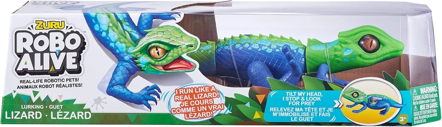 Robo Alive Lurking Lizard Series 2 Blue Green by ZURU Battery-Powered Robotic Interactive Electronic Reptile Toy That Moves (Blue Orange)