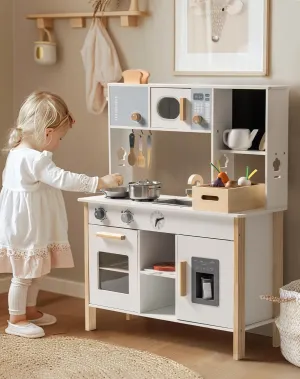 ROBOTIME Play Kitchen for Kids, Wooden Kids Play Kitchen Playset with Cutting Toy Food Set, Toaster and Toddler Gardening Sets- Toddlers Play Kitchen Gifts for Boys and Girls Ages 3 
