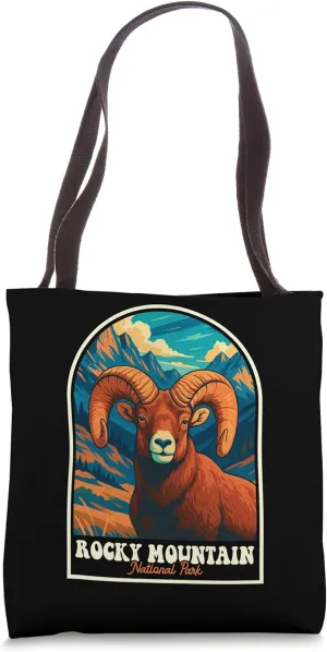 Rocky Mountain Bighorn Sheep Vintage Park Wildlife Art Tote Bag