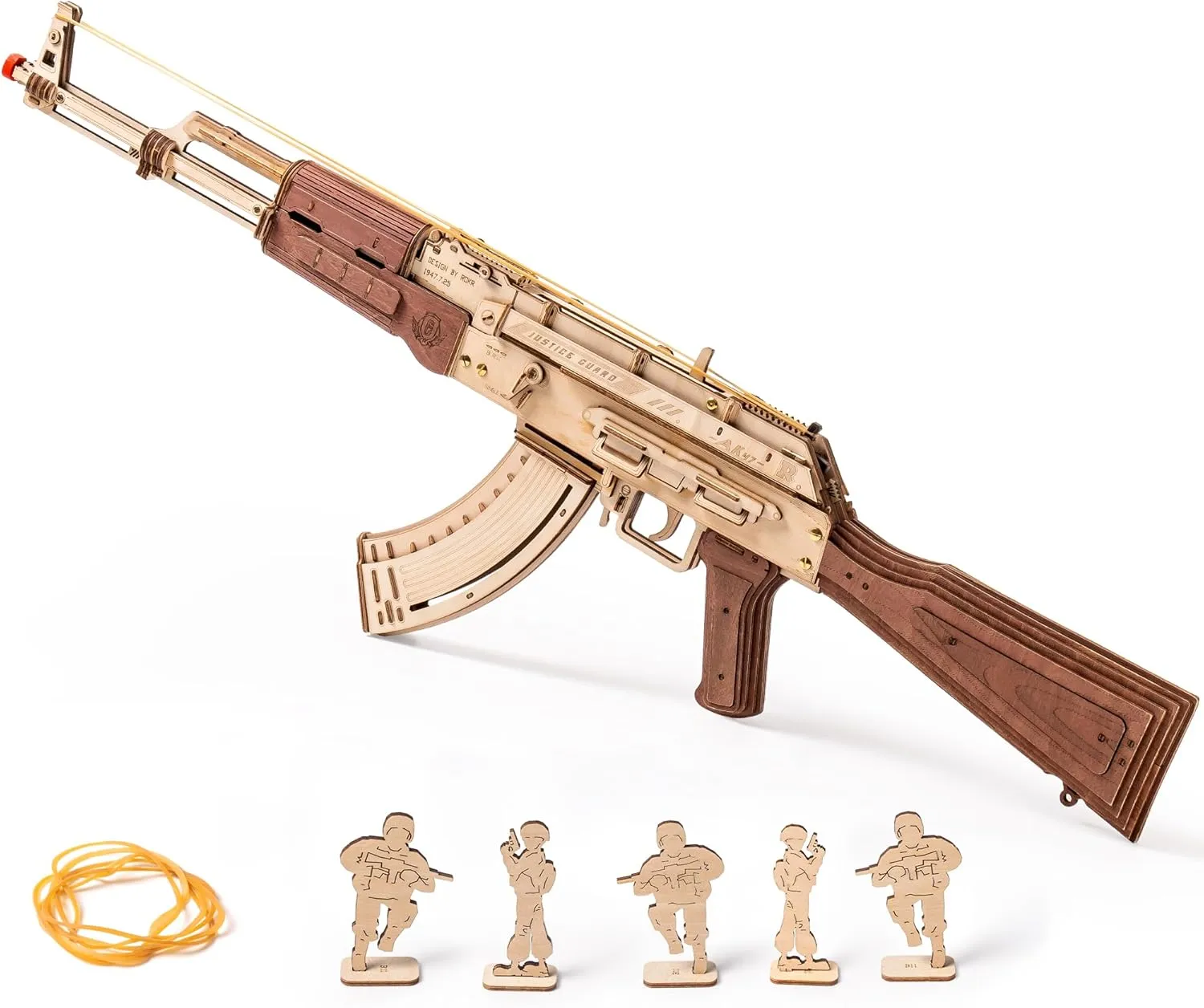 ROKR 3D Puzzles for Adults, Wooden 3D Puzzle Model AK47 Rubber Bands Gun Toys Building Kits, DIY Wood Crafts Cool Toy Hobbies for Men Women, Creative Assembly Gifts