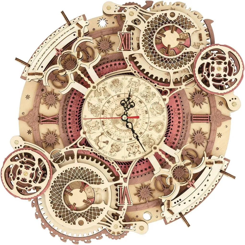 ROKR 3D Wooden Puzzle Clock Model 12"– DIY 168 PCS Mechanical Model Kit Toys Home Decor Elegant Gifts for Teens/Adults