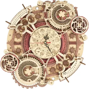 ROKR 3D Wooden Puzzle Clock Model 12"– DIY 168 PCS Mechanical Model Kit Toys Home Decor Elegant Gifts for Teens/Adults