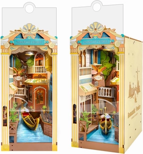 Rolife DIY Book Nook Kit for Adults, Miniature Dollhouse Booknook Kit, 3D Wooden Puzzle Creative Decorative Bookends Bookshelf Diorama Insert Crafts Hobbies Gifts (Romantic Venice)