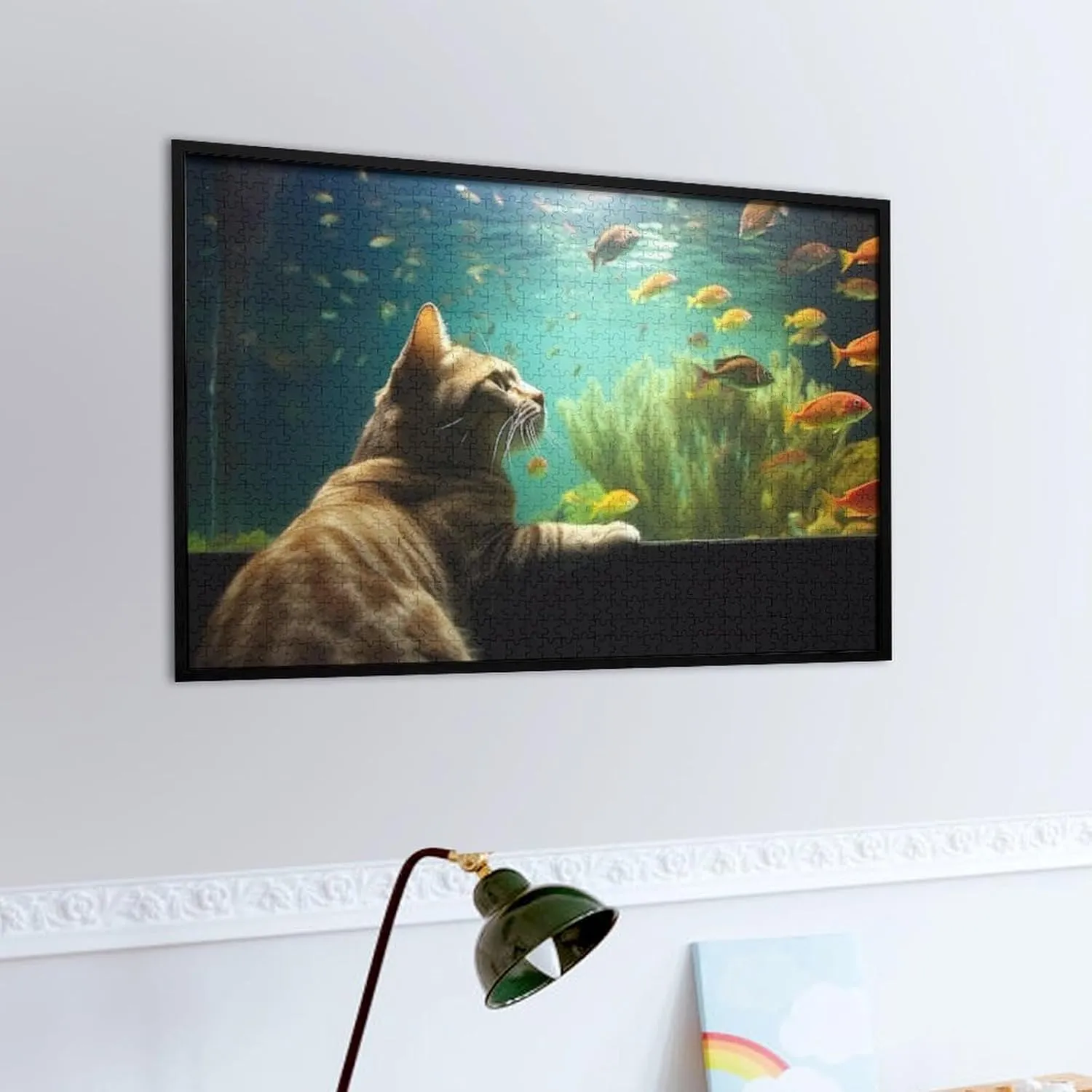 Romantic Cat and Fish Unique Shaped Wooden Puzzle for Adults and Kids Birthday Gift Family Game 1000 Piece Jigsaw Puzzle for Adults Kids Great Gift for Family Friends