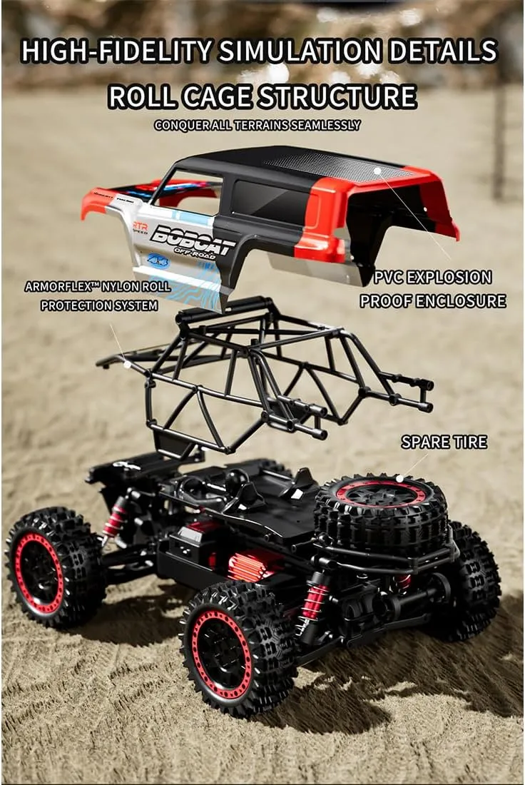 S912 1/16 RC Drift Car Mini, 2.4G Full-Proportional Brushless RC Off-Road Vehicle 4WD 36KM/H 2 Batteries Remote Control Climbing Car, Electric Crawler Buggy Toy Gift -RTR