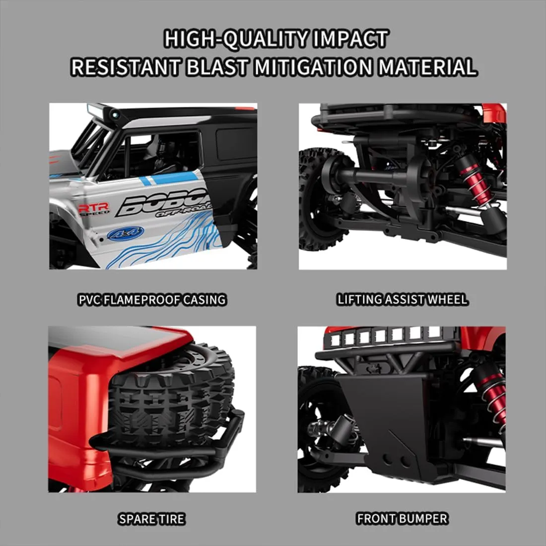 S912 1/16 Remote Control Drift Car, 2.4G Brushed Full-Proportional 4WD 36KM/H High-Speed RC Climbing Car Mini 2 Batteries RC Buggy Rock Crawler Model Toy Gift -RTR