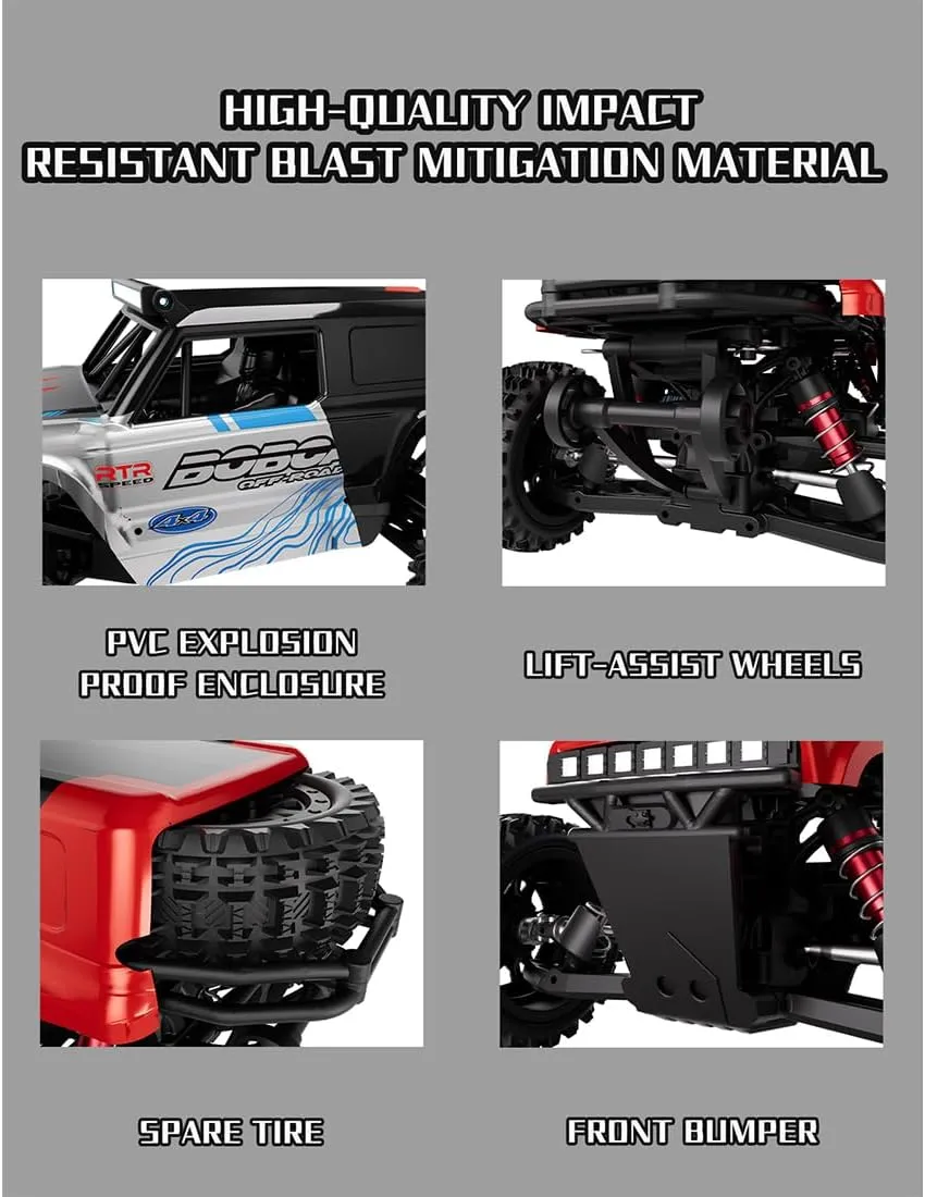 S912PRO 1/16 Remote Control Drift Car, 2.4G Brushless Full-Proportional 4WD 55KM/H High-Speed RC Climbing Car Mini 2 Batteries RC Buggy Rock Crawler Model Toy Gift -RTR