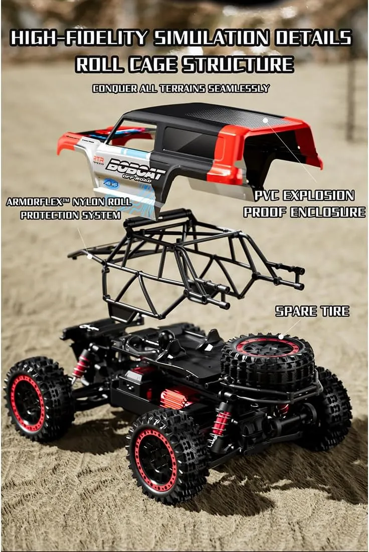 S912PRO 1/16 Remote Control Drift Car, 2.4G Brushless Full-Proportional 4WD 55KM/H High-Speed RC Climbing Car Mini 2 Batteries RC Buggy Rock Crawler Model Toy Gift -RTR
