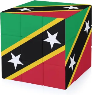 Saint Kitts and Nevis Flag Funny 3x3x3 Cube Smooth Lightweight Puzzle for Adult Graphic Printing Travel