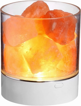 Salt Lamp, Himalayan Salt Lamp 7 Colors LED Rock Crystal Lamp USB Crystal Stone Diffuser Bedside Lamp, for Car Home Office Bedroom Desktop Decoration 10 * 9cm