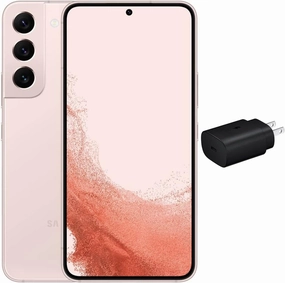 SAMSUNG Galaxy S22 5G (128GB, 8GB) 6.2'' AMOLED 2X, 50MP 4K Camera, Global 5G Volte (Fully Unlocked for AT&T, Verizon, T-Mobile, Global) S901U1 (w/ 25W Charge Cube, Pink Gold)(Renewed)