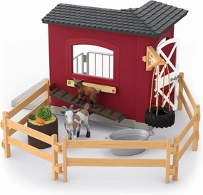 Schleich Farm World – 31PC Goat Stable Playset with 2 Goat Figures and Accessories – Farm Animal Toys for Boys and Girls – Pretend Play Barn Toy for Imaginative Play - Toddlers, Kids Ages 3  | 42726