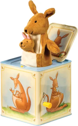 Schylling: Jack in Box - Kangaroo - Classic Pop-Up Music Toy, Momma & Baby Joey Finger Puppet, Plays Song Pop Goes The Weasel, Toddler & Kids 18mo 