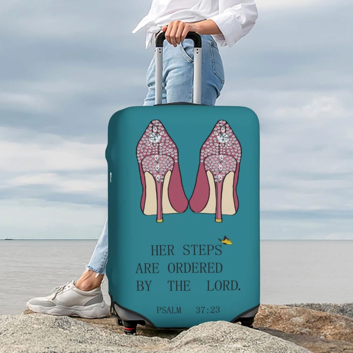 Scripture Suitcase Protector Glam Religious Bible Verse Travel Bag Protector God Inspirational Quotes Spiritual Christian Gift For Women Faith High Fashion Motivational
