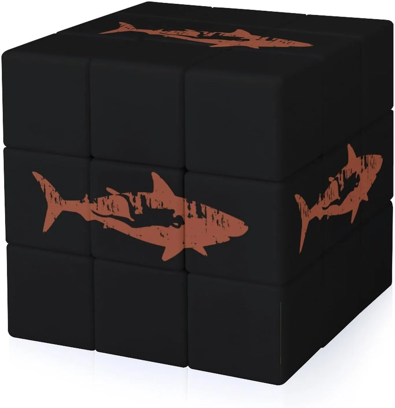 Scuba Diver Shark Funny 3x3x3 Cube Smooth Lightweight Puzzle for Adult Graphic Printing Travel