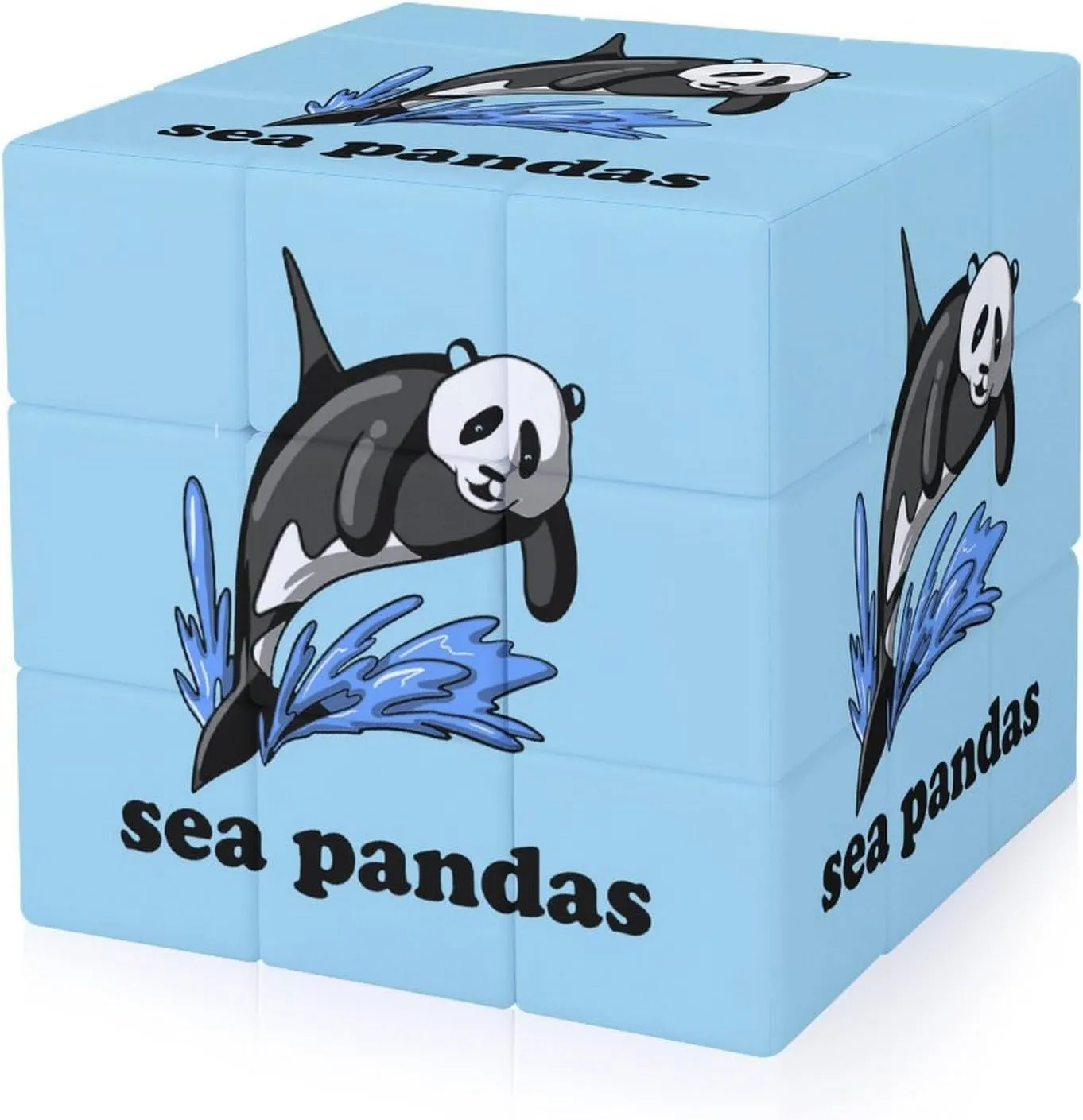 Sea Panda Killer Whale Funny 3x3x3 Cube Smooth Lightweight Puzzle for Adult Graphic Printing Travel