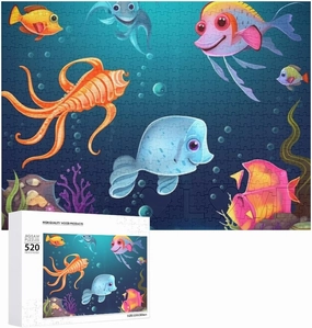 Sea Fish Jigsaw Puzzle for Adults 520 Piece Unique Wooden Puzzle Gift Challenging Puzzle for Family Game Nights 15 X 20 Inches