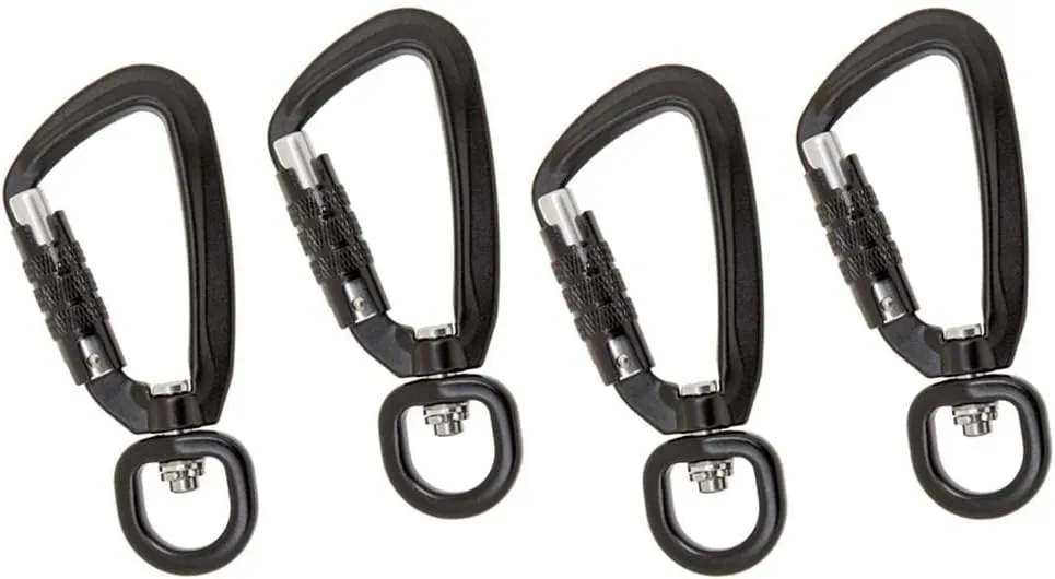 Self Locking Carabiner D-Ring Key Chain Clip Hook Outdoor Hiking Hammock Buckle w/Rotating Ring