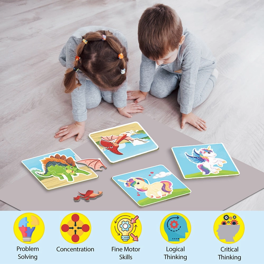 Set of 2 Jigsaw Puzzle World of Dinosaurs & Magical Unicorns - 30 Pieces (1-3 Years)