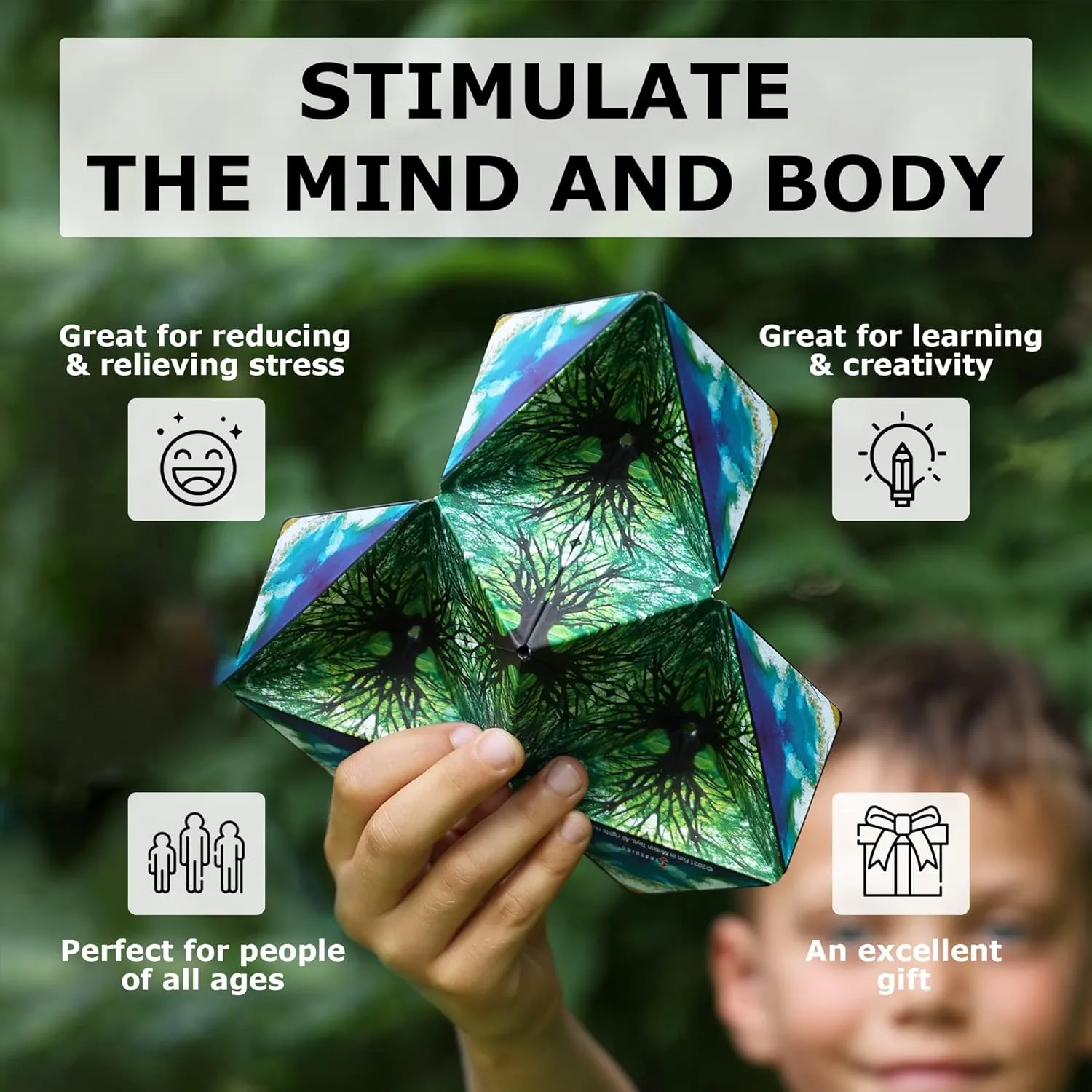 SHASHIBO Shape Shifting Box - STEM Magnetic Fidget Cube That Transforms Into Over 70 Shapes, Download Fun in Motion Toys Mobile App (Black & White)