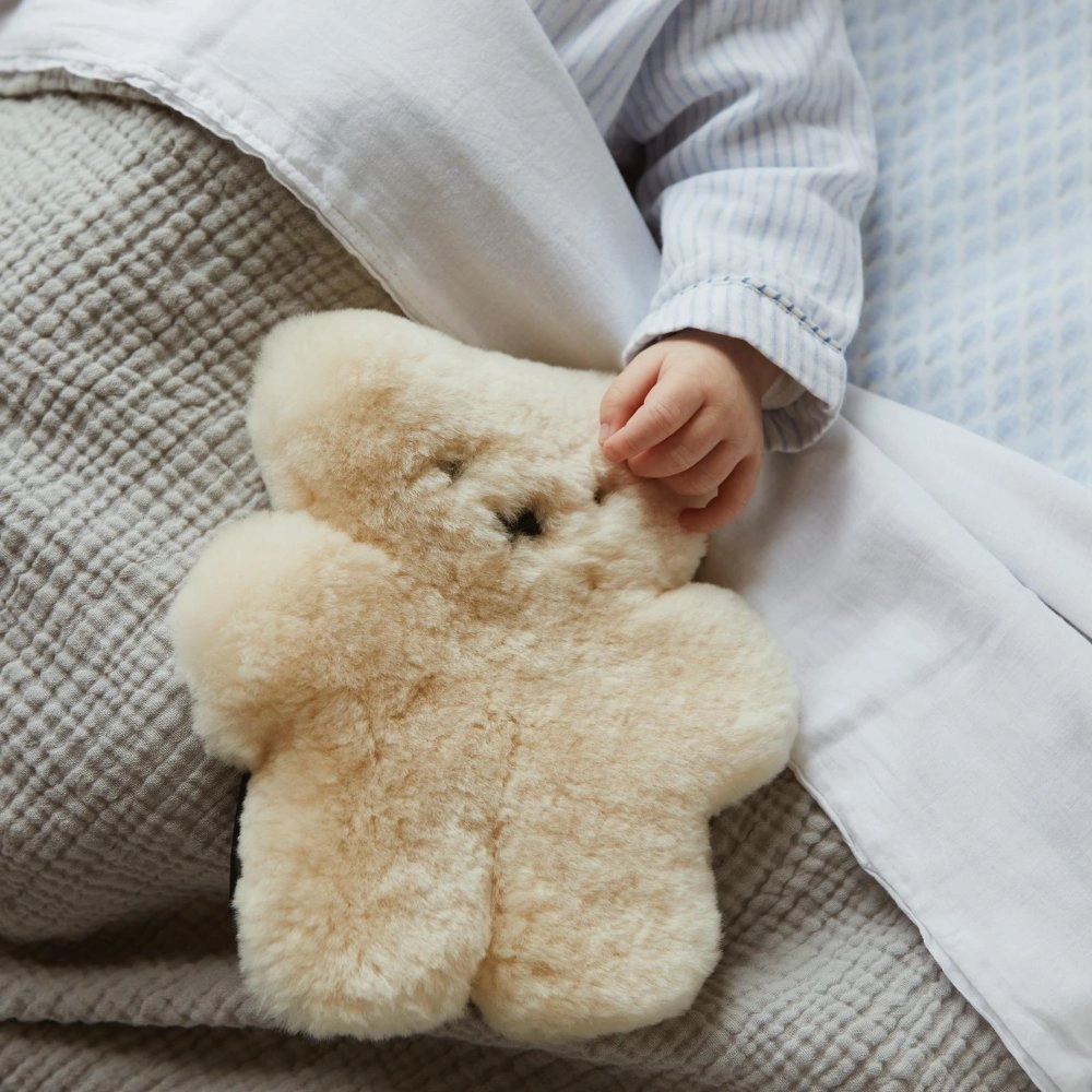 Sheepskin Teddy Bear - 100% Wool - Handmade - Milk