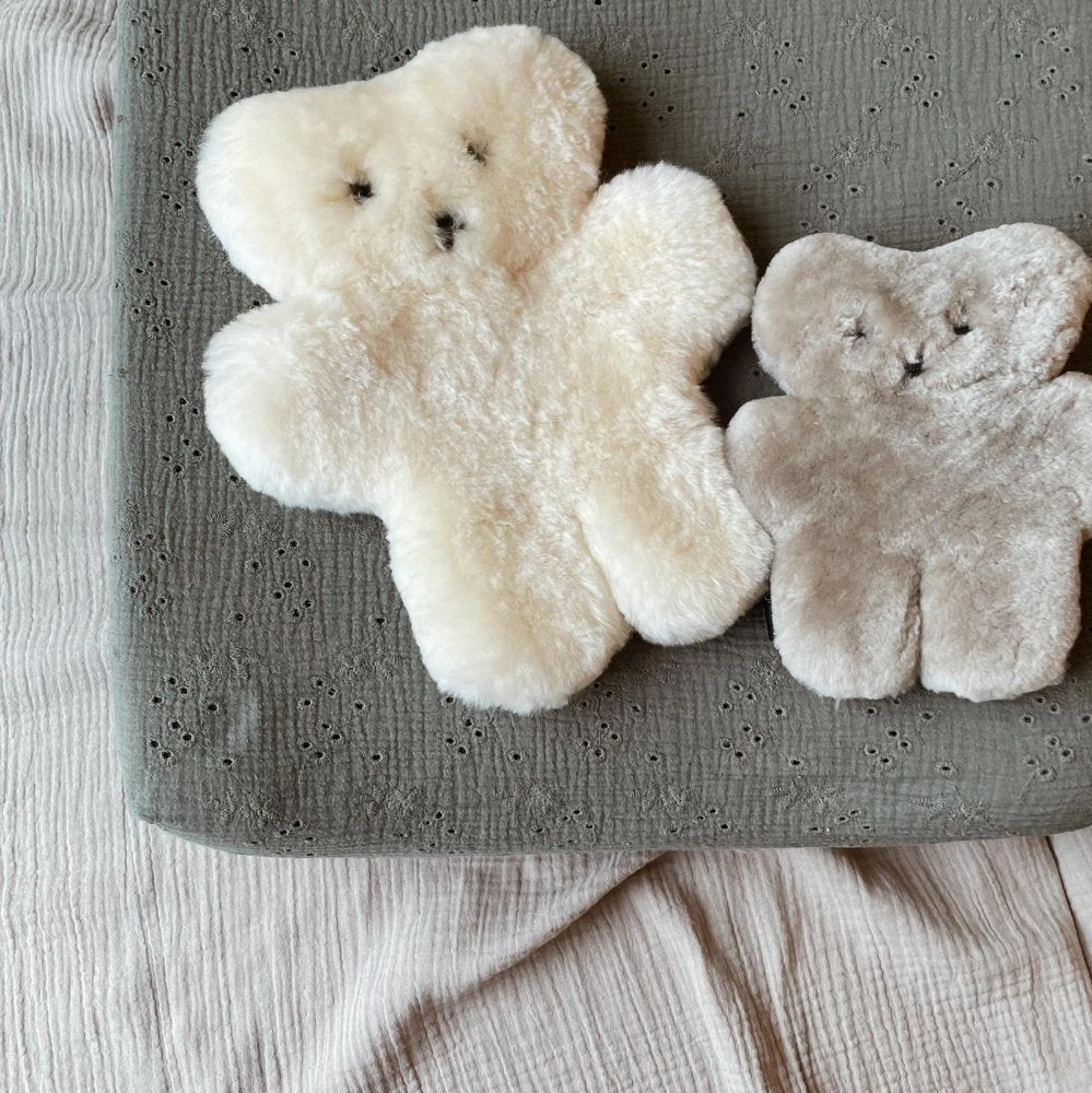 Sheepskin Teddy Bear - 100% Wool - Handmade - Milk
