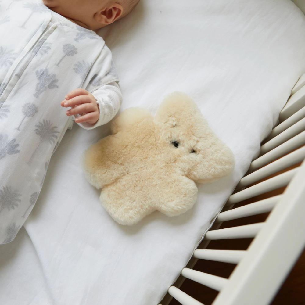 Sheepskin Teddy Bear - 100% Wool - Handmade - Milk
