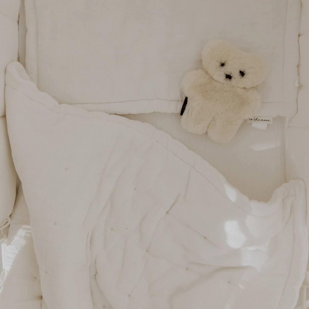 Sheepskin Teddy Bear - 100% Wool - Handmade - Milk