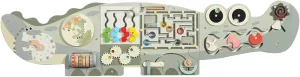 SHIERDU Wooden Crocodile Wall Game for Kids - Montessori Educational Early Learning Toy with Magnetic Mazes, Weather & Numbers, Gear Puzzles & Clock Games for 3  Years (Green)