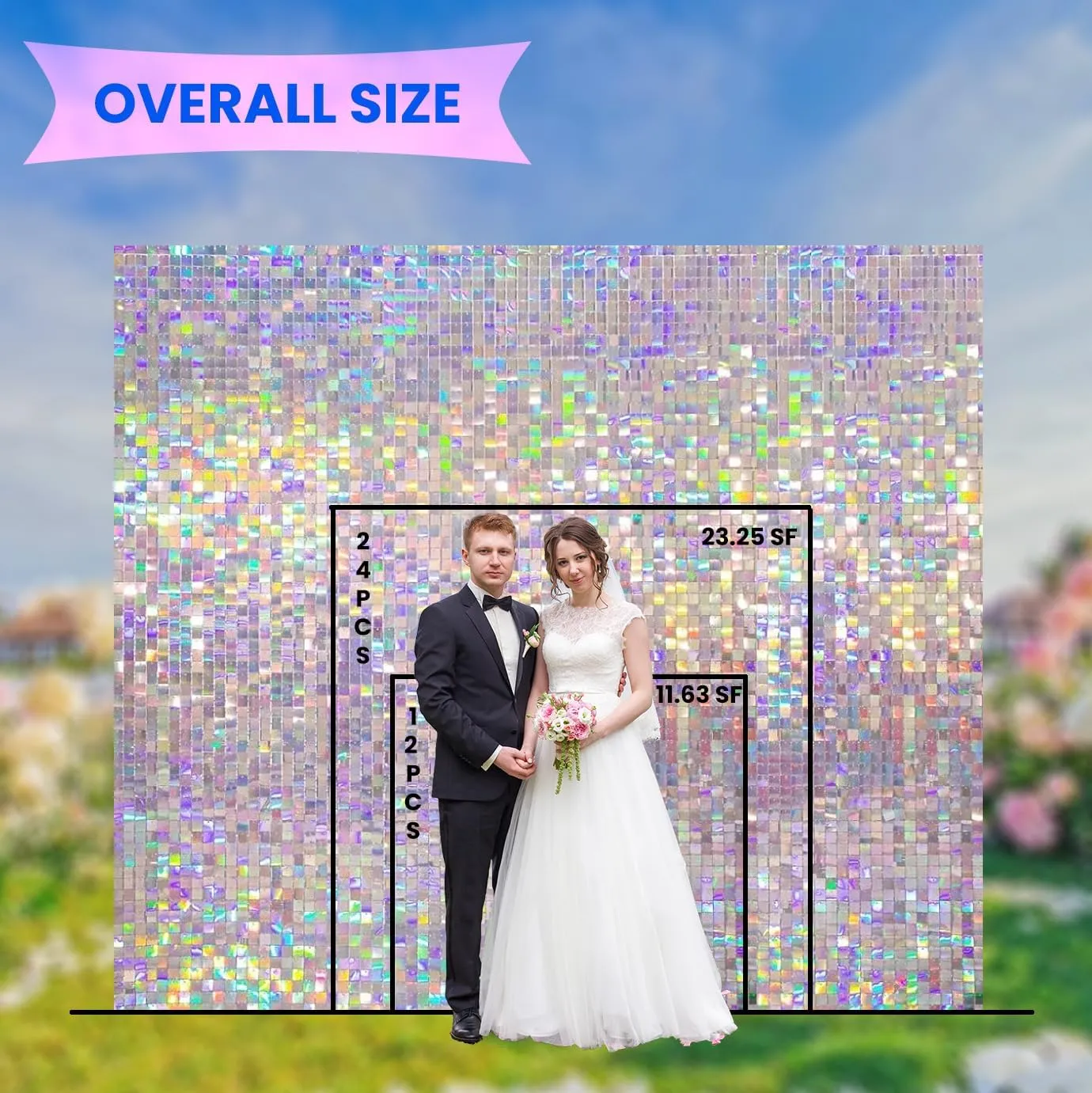 Silver Shimmer Wall Backdrop Panels, 24 PCS Square Glitter Sequin Backdrop, Shimmer Wall for Birthday, Anniversary, Wedding, Graduation, Disco, Bachelorette House Party Decoration