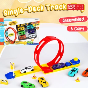 Single-Deck Track Toy with 6 Racing Cars (Colorful)
