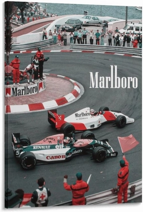 SINUJE Marlboro F1 Posters 3 Formula 1 For Racing Car Canvas Wall Art Print For Room Aesthetic And Decor Poster For Bedroom Living Room Bathroom Kitchen Office Decor 24x36inch(60x90cm) Frame-style