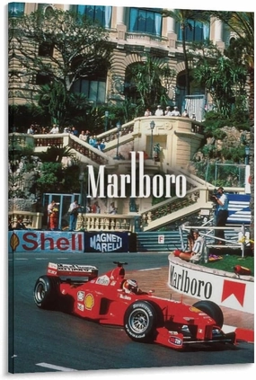 SINUJE Marlboro F1 Posters 8 Formula 1 For Racing Car Canvas Wall Art Print For Room Aesthetic And Decor Poster For Bedroom Living Room Bathroom Kitchen Office Decor 24x36inch(60x90cm) Frame-style