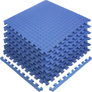 Sivan Health and Fitness® Puzzle Exercise Mat EVA Foam Interlocking Tiles—Protective Flooring for Gym, Garage Flooring, Playroom, Workshop, Basement, and More (Blue)