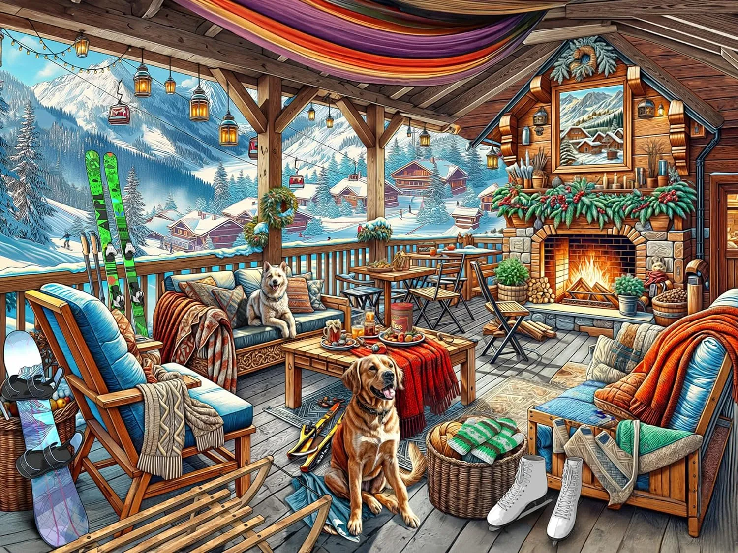 Ski Cabin 1000 Piece Creative Fun Jigsaw Puzzle for Adults Challenging Traditional Puzzle Perfect for Family Nights Game