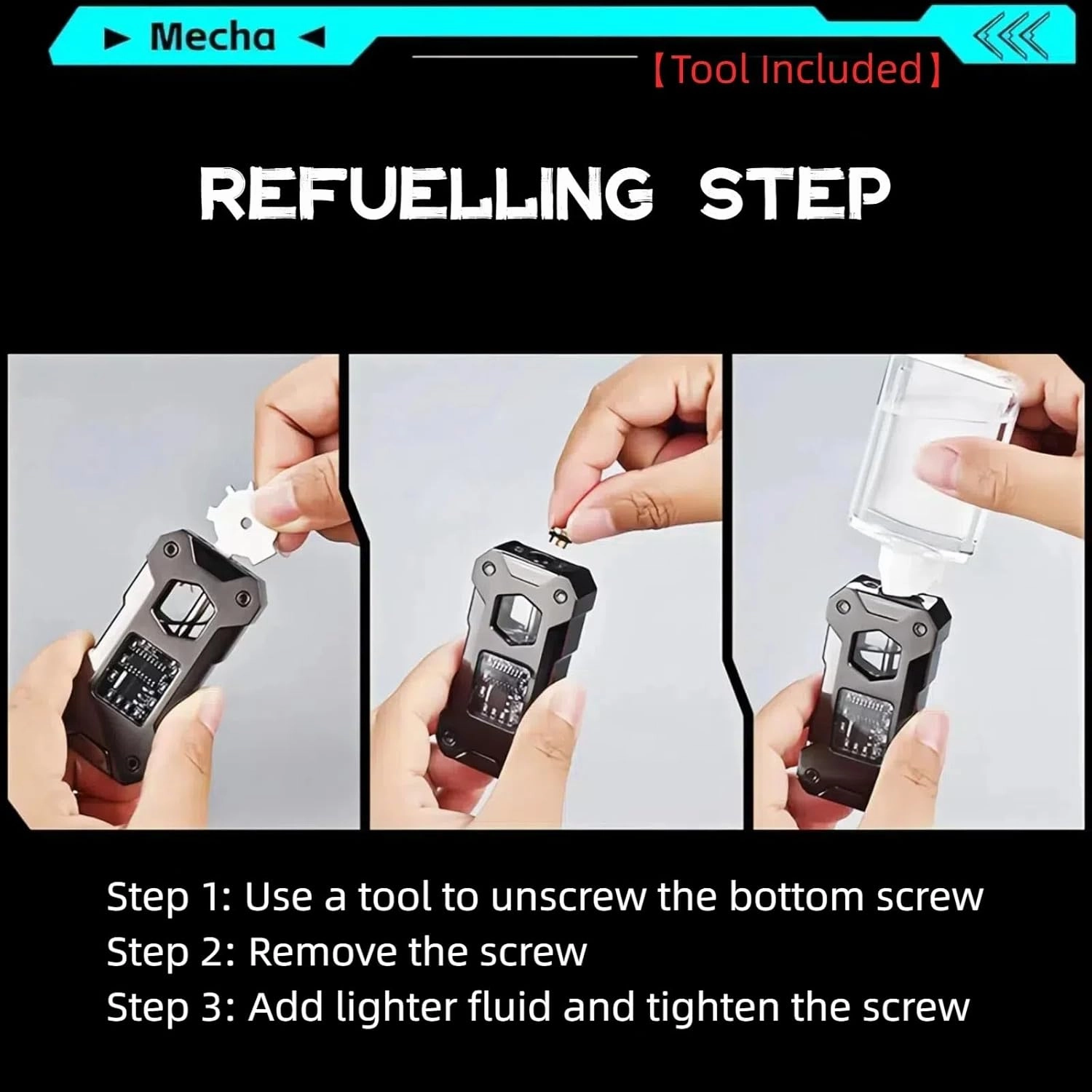 Smart Kerosene Lighter 4-Ignition Methods, Voice Activated Soft Flame Lighter, Metal Mecha Style Refillable Lighters with Cool Colorful Breathing Light (Brushed Silver, No Fuel)