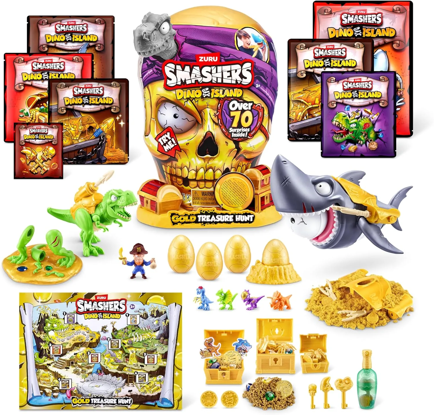 Smashers Dino Island Gold Treasure Hunt (Grey) by ZURU, Treasure Hunt Themed Toy, Interactive Toy, Collectable Toy for Kids and Teens
