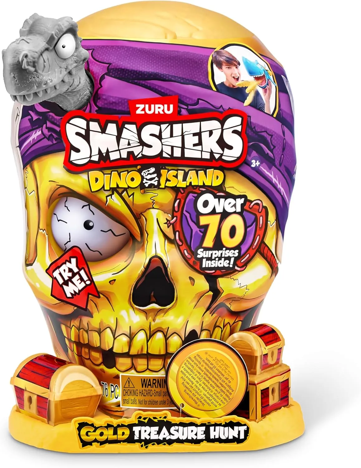 Smashers Dino Island Gold Treasure Hunt (Grey) by ZURU, Treasure Hunt Themed Toy, Interactive Toy, Collectable Toy for Kids and Teens