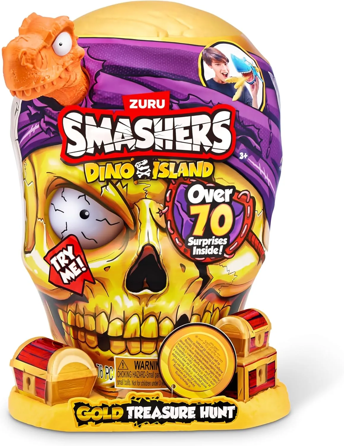 Smashers Dino Island Gold Treasure Hunt (Orange) by ZURU - Interactive Collectable Treasure Hunt Themed Toy