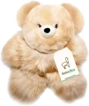 Soft and Cuddly Baby Alpaca Teddy Bear - 9 inch. Premium Alpaca Stuffed Animal Handmade on Genuine Alpaka Fur. Cute Bear (9 inches, Beige)