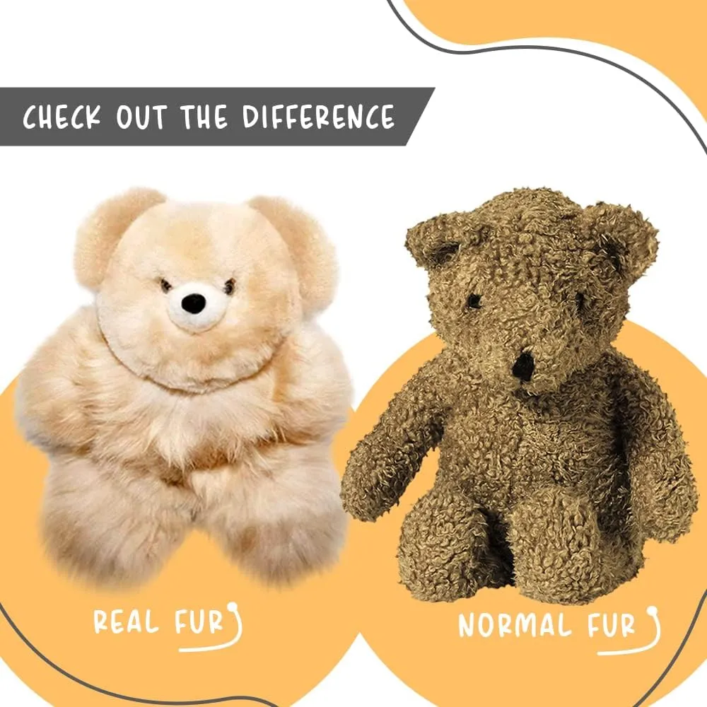 Soft and Cuddly Baby Alpaca Teddy Bear - 9 inch. Premium Alpaca Stuffed Animal Handmade on Genuine Alpaka Fur. Cute Bear (9 inches, Beige)