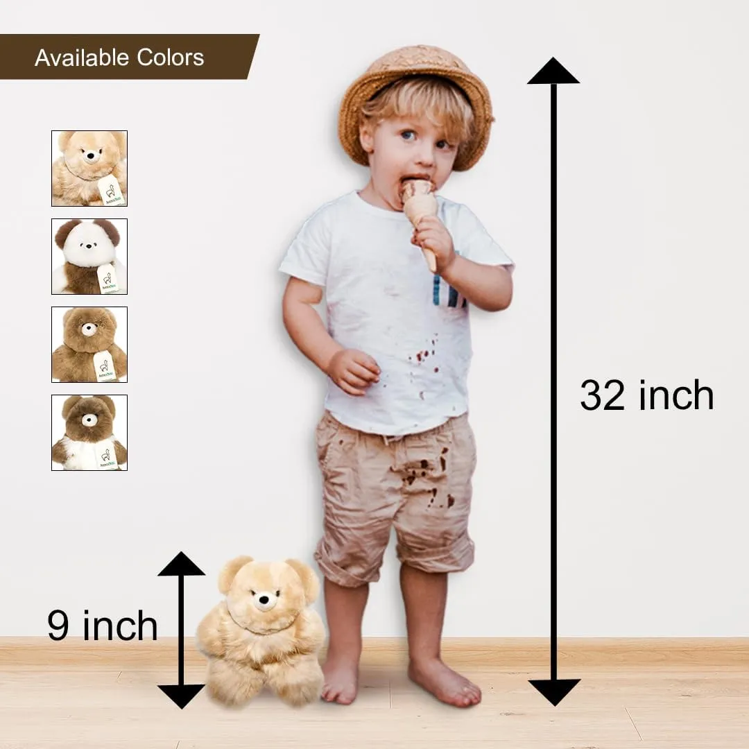 Soft and Cuddly Baby Alpaca Teddy Bear - 9 inch. Premium Alpaca Stuffed Animal Handmade on Genuine Alpaka Fur. Cute Bear (9 inches, Beige)