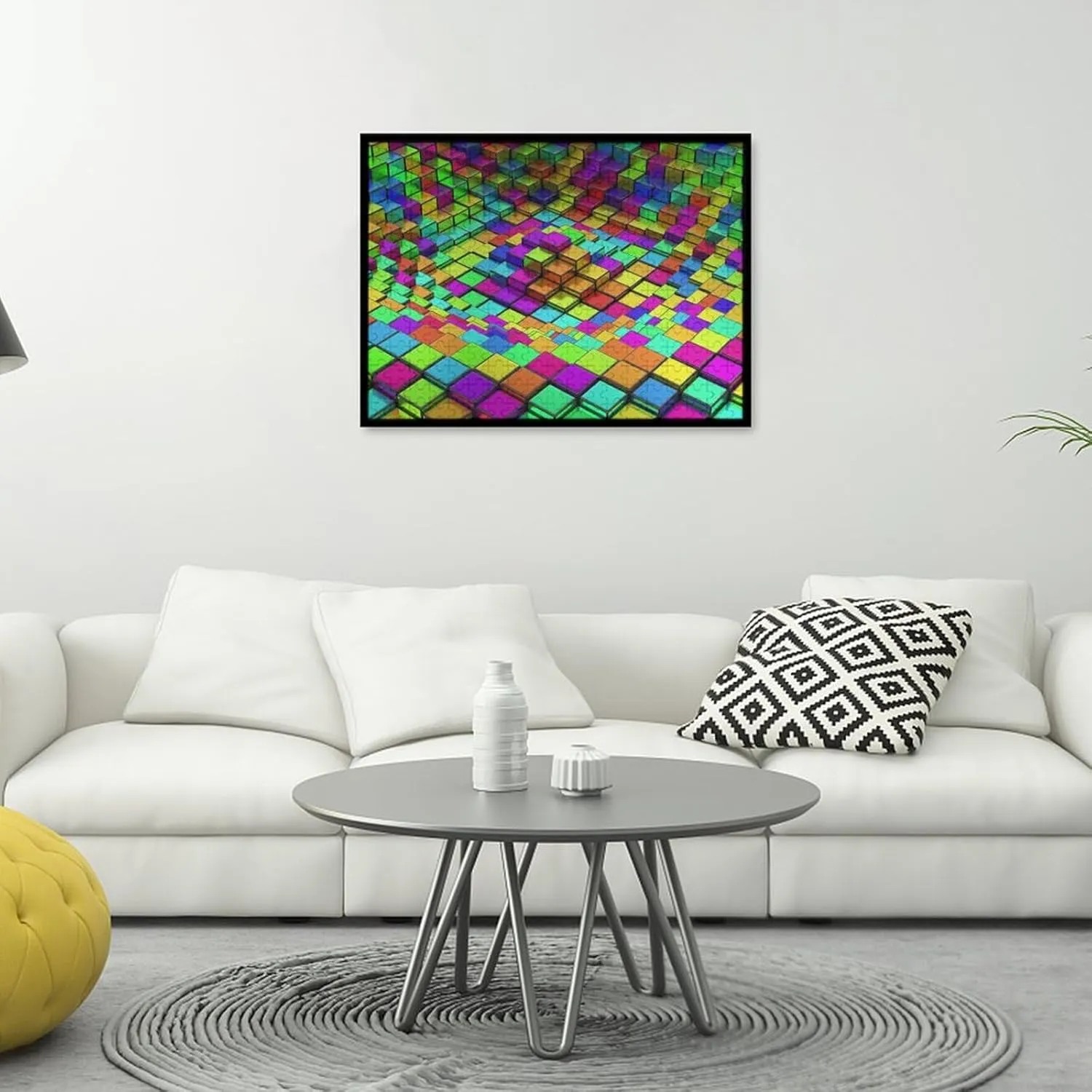 Soft Cube Pattern DIY Wooden Puzzle Adult Picture Puzzles Colorful Home Decoration Creative Gifts