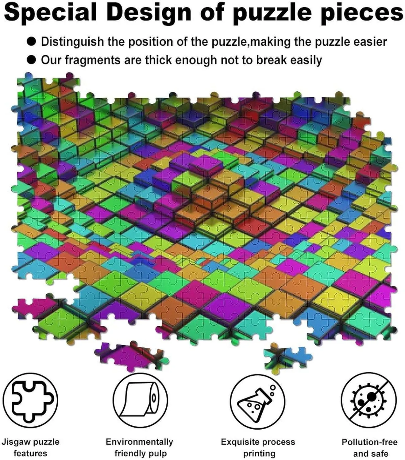 Soft Cube Pattern DIY Wooden Puzzle Adult Picture Puzzles Colorful Home Decoration Creative Gifts