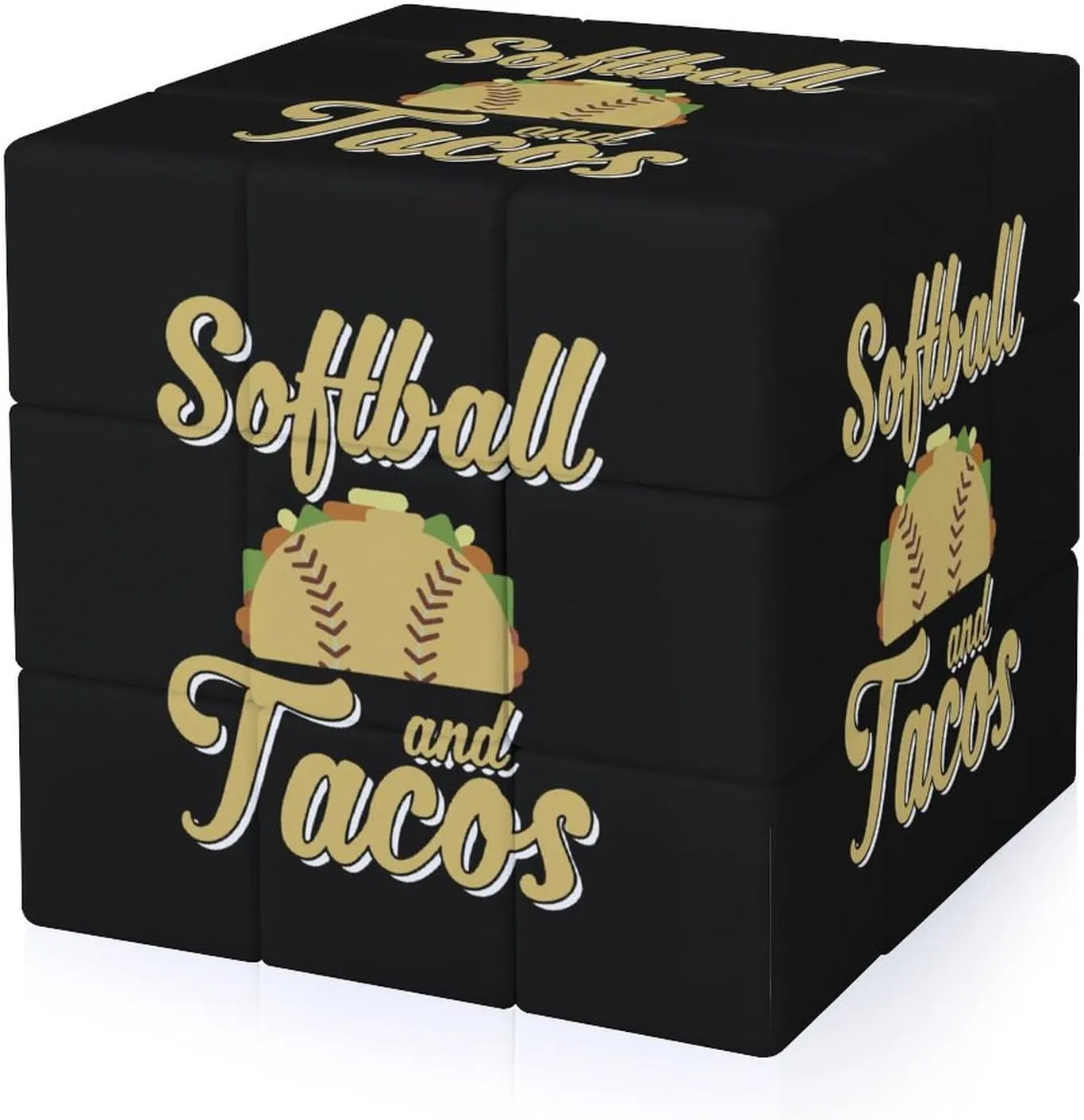Softball and Tacos Funny 3x3x3 Cube Smooth Lightweight Puzzle for Adult Graphic Printing Travel
