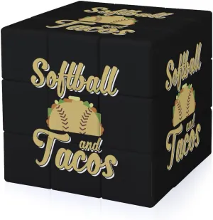 Softball and Tacos Funny 3x3x3 Cube Smooth Lightweight Puzzle for Adult Graphic Printing Travel