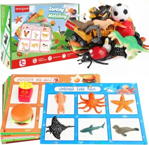 Sorting Toys for Toddlers - 54Pcs Learning Education Sorting Games, Animals Dinosaurs Insects Fruits Foods Vehicles Balls Farm Playset, Fine Motor Montessori Preschool Gift for 2  Year Old Kids